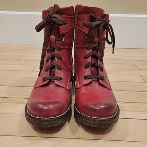 Women's Red Leather Boots